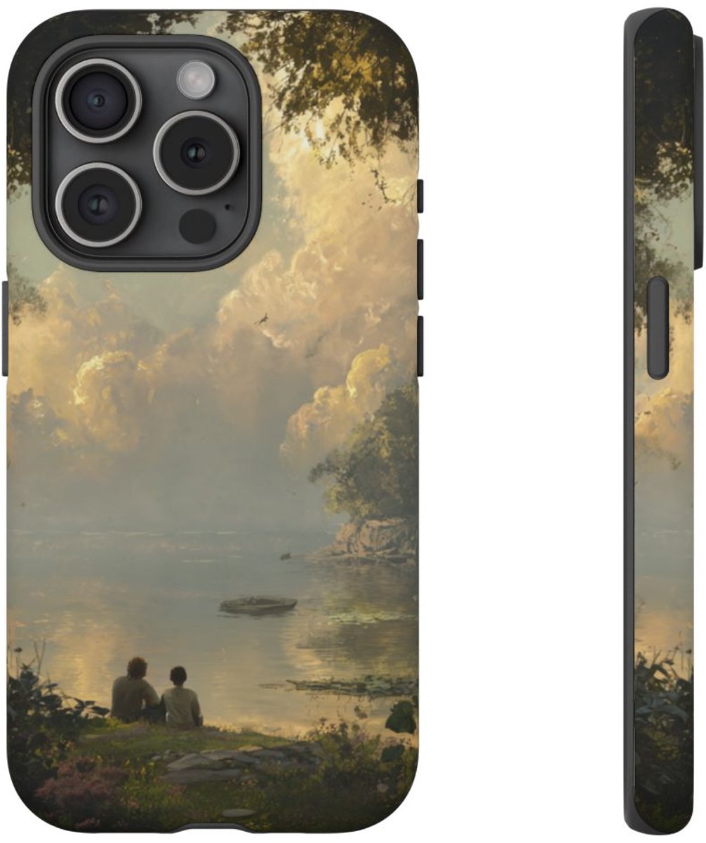 Vredig Meerlandschap met Vriendschap – Telefoonhoesje Geschikt voor iPhone 15 Pro