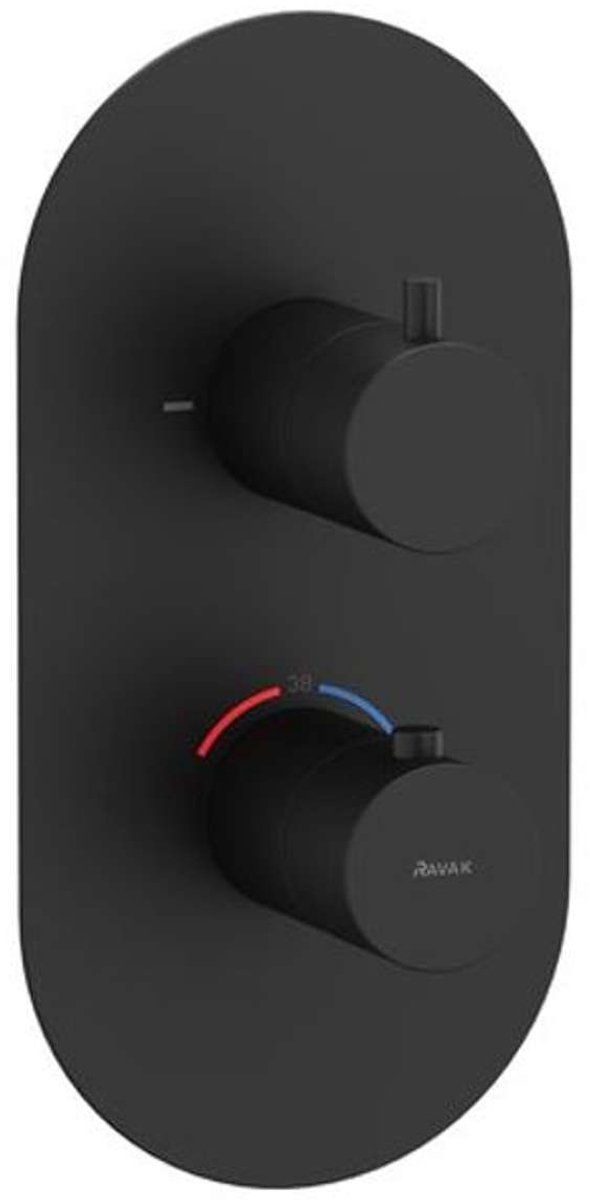 Ravak Espirit - Thermostatische inbouwkraan, voor 2 functies, mat zwart X070286