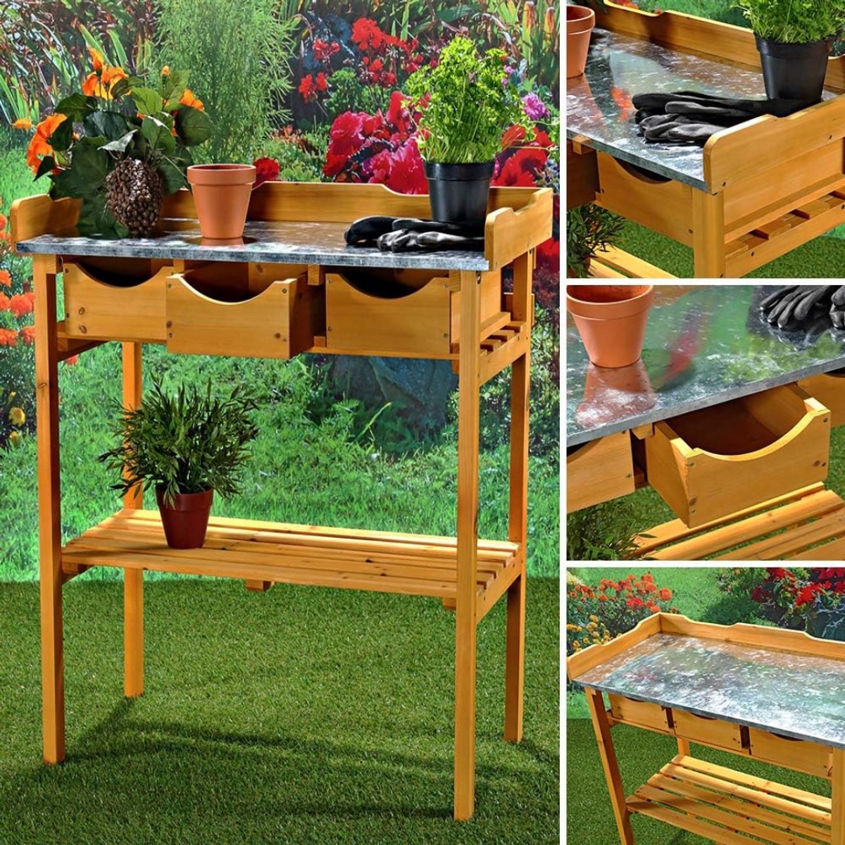 ZRSS® Tuinwerktafel - Tuinwerkbank voor Buiten - Plantentafel - Oppottafel met Werkblad