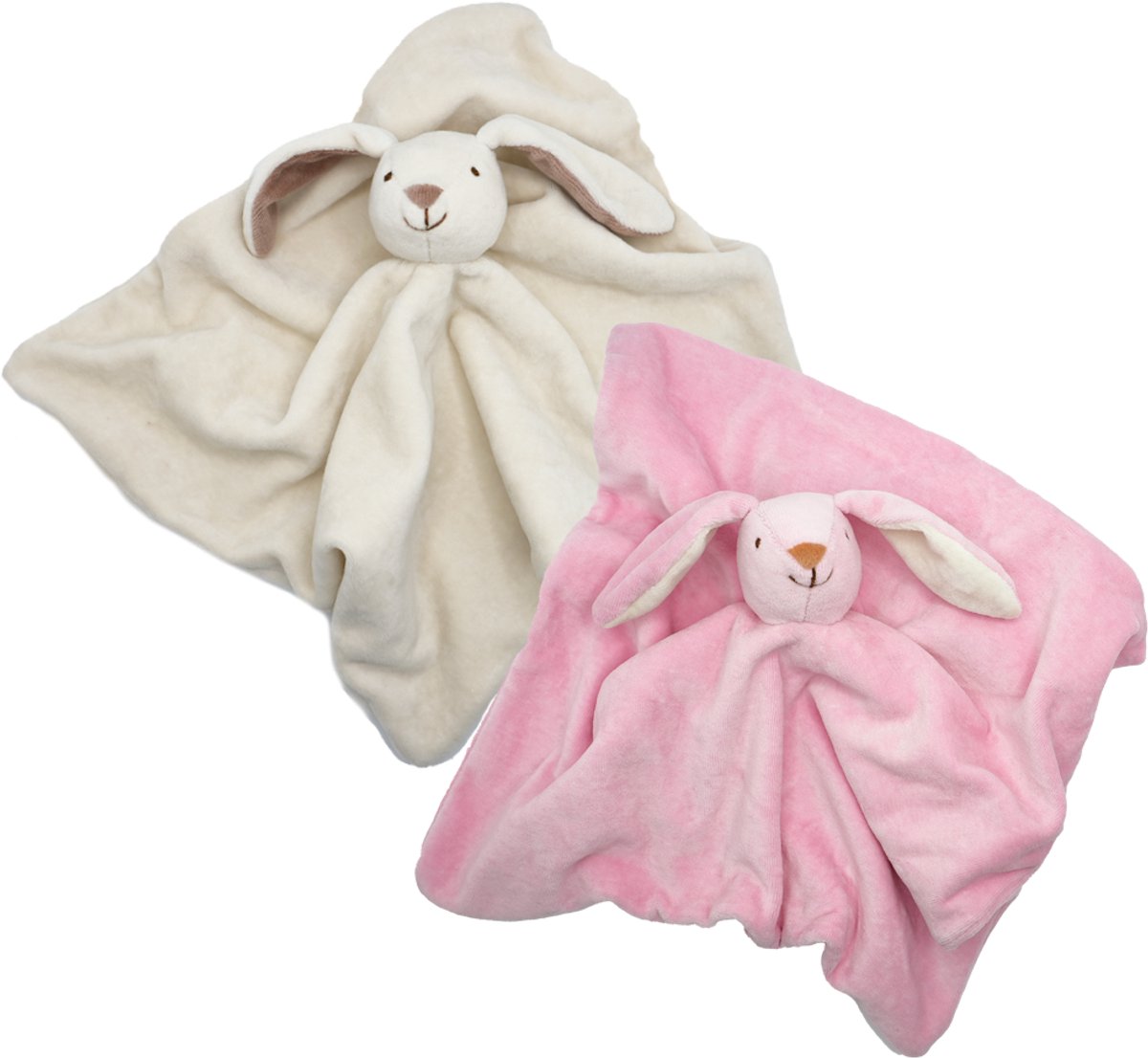 Cute since 1999 - Biologisch Knuffeldoekje - Ecru Konijn & Roze Konijn - Doudou - 2 stuks - 35 x 35 cm
