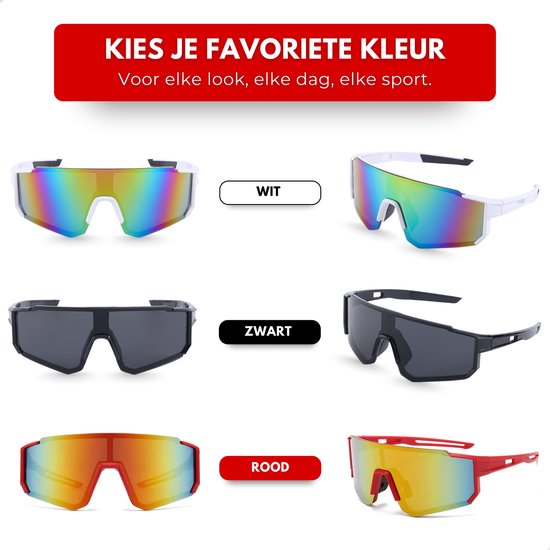 Boncy® Cyclone Zonnebril Heren & Dames - Zonnebrillen 3-Pack - Sunglasses Gepolariseerd Fietsbril Sportbril Ski - Festival Rave & Party Bril - Fietsbrillen Sportbrillen van Boncy — afbeelding 4