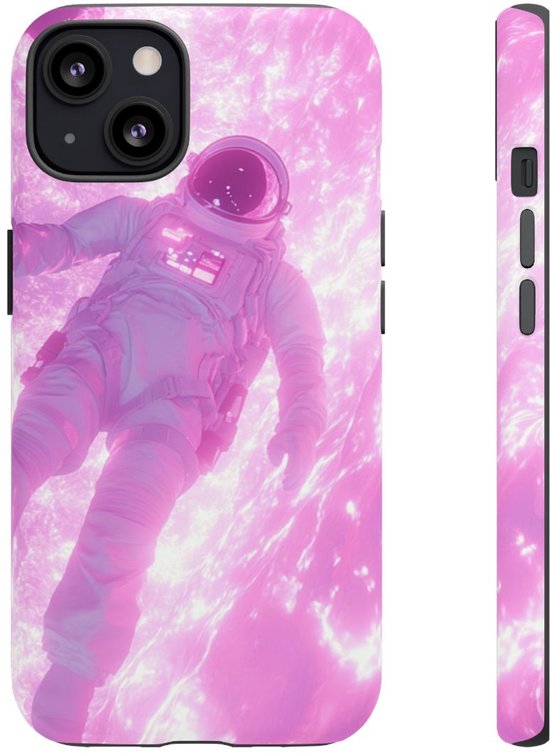 Astronaut Drijvend bij Roze Plasma – Telefoonhoesje Geschikt voor iPhone 13