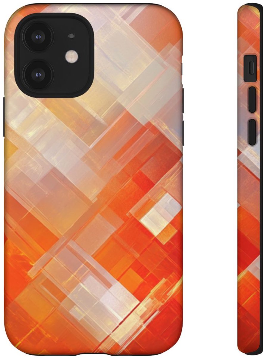 Abstract Geometrisch Oranje Patroon – Telefoonhoesje Geschikt voor iPhone 12