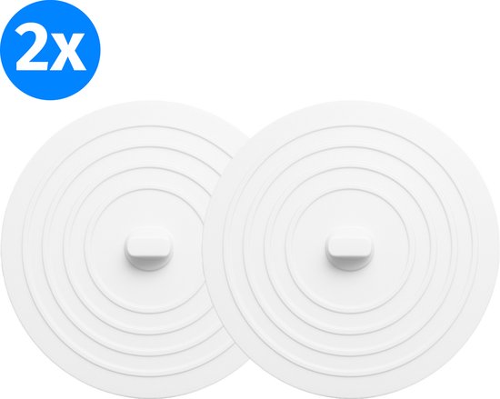 Bouchon de baignoire Bimivo - Bouchon de vidange - Bouchon d'évier - Bouchon de vidange - Bouchon de baignoire - Universel - Set de 2 - Wit