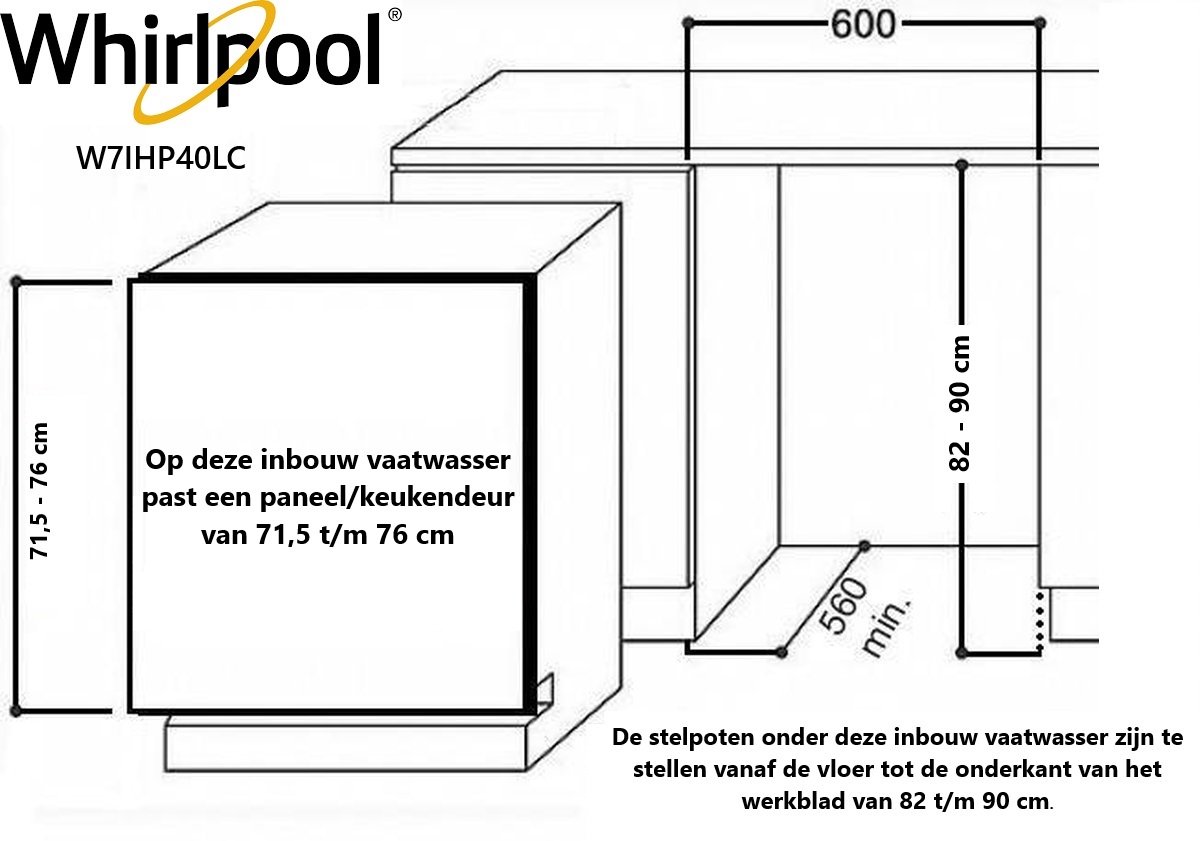 Whirlpool | W7IHP40LC | inbouw vaatwasser | Besteklade | Automatische deuropening - Zeer stille machine met 40 dB(A)! — afbeelding 2