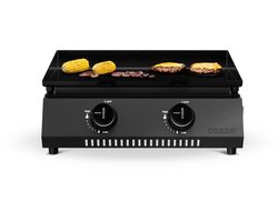 Cozze® G-400 Gas Plancha BBQ - 2 Gasbranders - Bakplaat BBQ voor Buiten Koken - Compacte Plancha Grill - 30 mbar - Outdoor Cooking