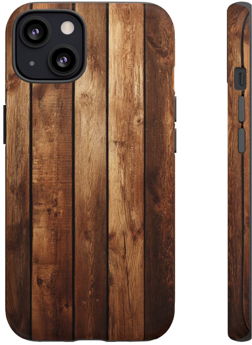 Houten Plankenstructuur met Warme Bruintinten – Telefoonhoesje Geschikt voor iPhone 13