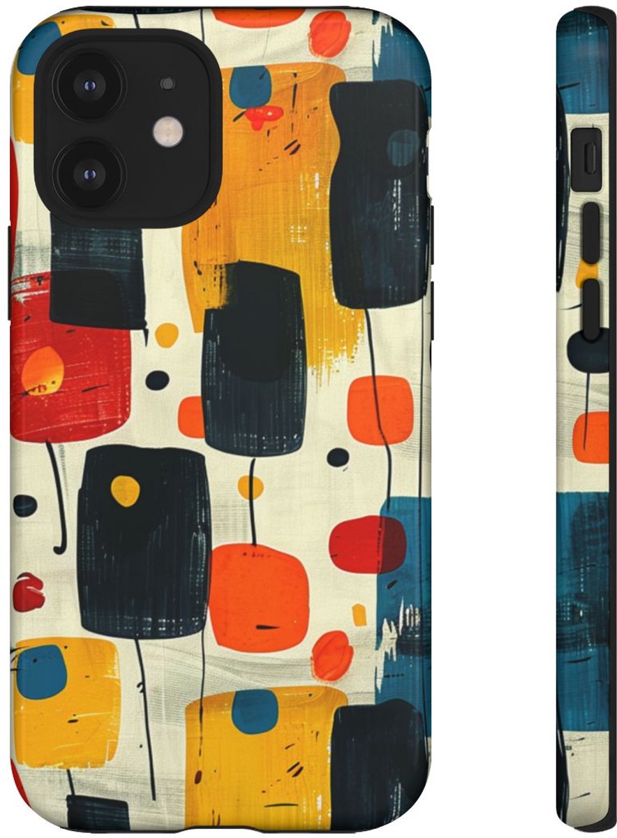 Mid-Century Abstract Geometrisch Patroon – Telefoonhoesje Geschikt voor iPhone 12