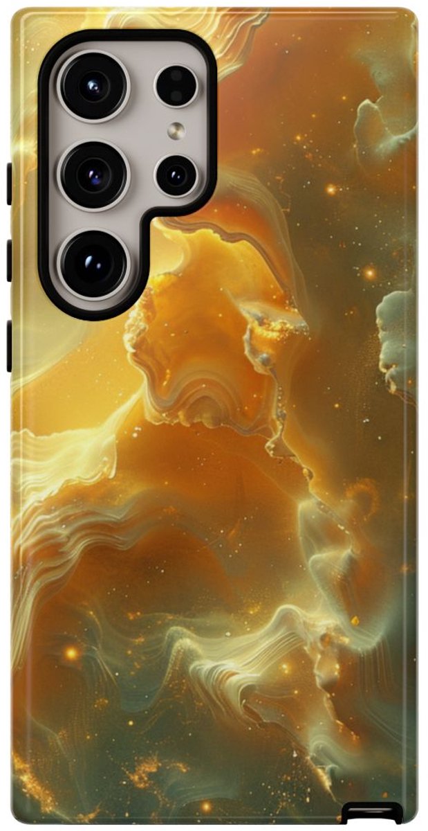 Gouden Nebula Abstract Design – Telefoonhoesje Geschikt voor Samsung Galaxy S24 Ultra