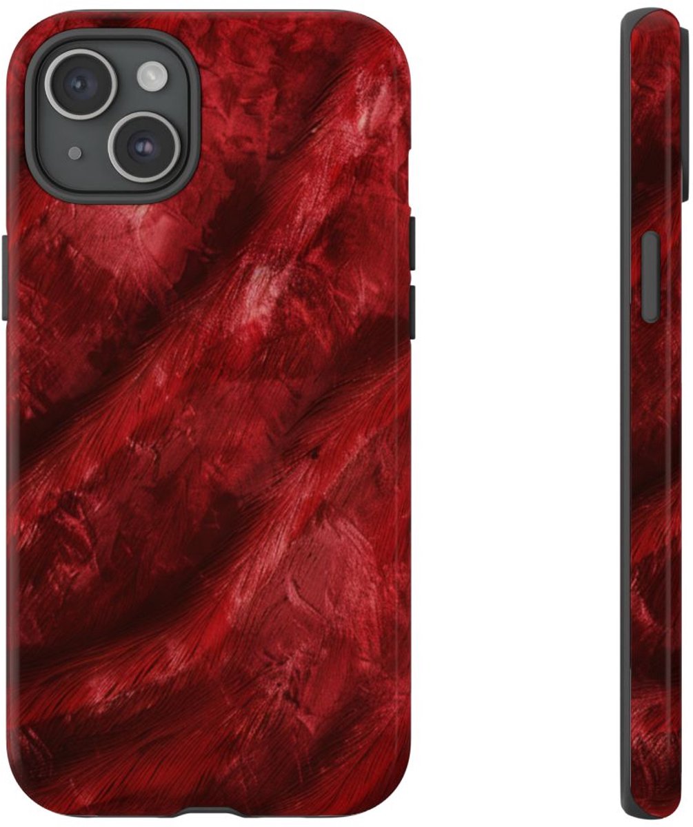 Rode Fluwelen Textuur – Telefoonhoesje Geschikt voor iPhone 15 Plus