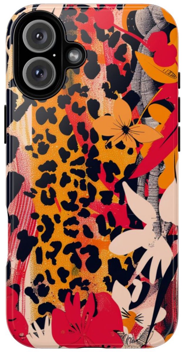 Abstracte Bloemen- en Dierenprint – Telefoonhoesje Geschikt voor iPhone 16 Plus