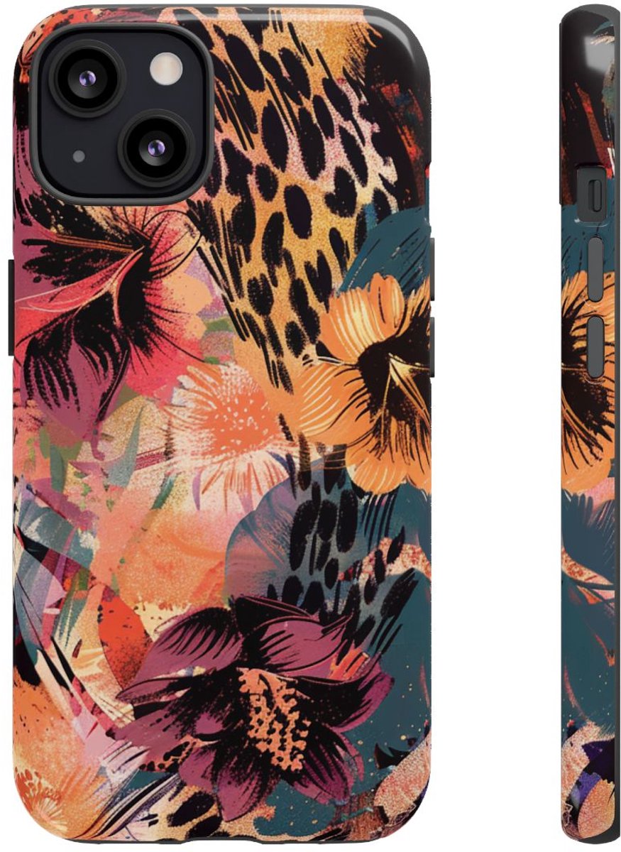 Abstracte Bloemen- en Dierenprint – Telefoonhoesje Geschikt voor iPhone 13