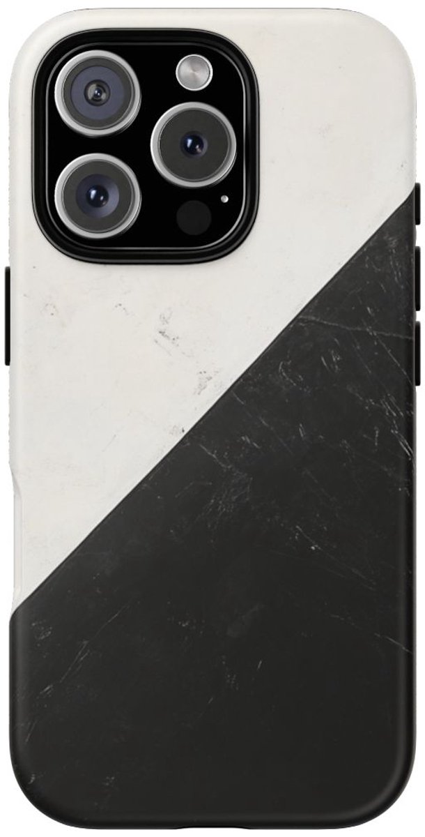 Zwart-Wit Driehoek Vlag Ontwerp – Telefoonhoesje Geschikt voor iPhone 16 Pro