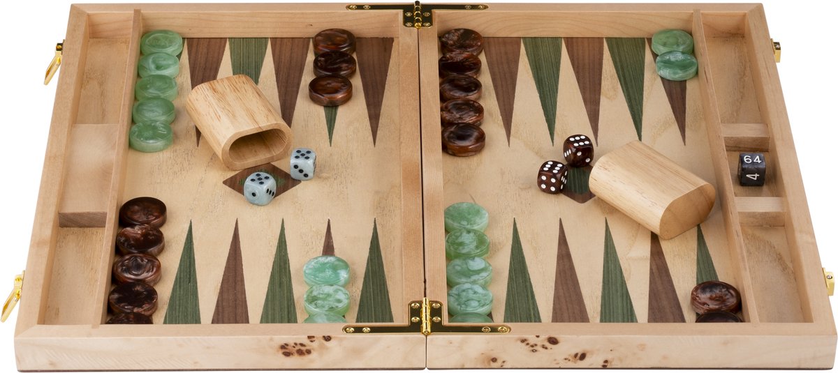 Longfield Backgammon 18" groen & bruin trangle -