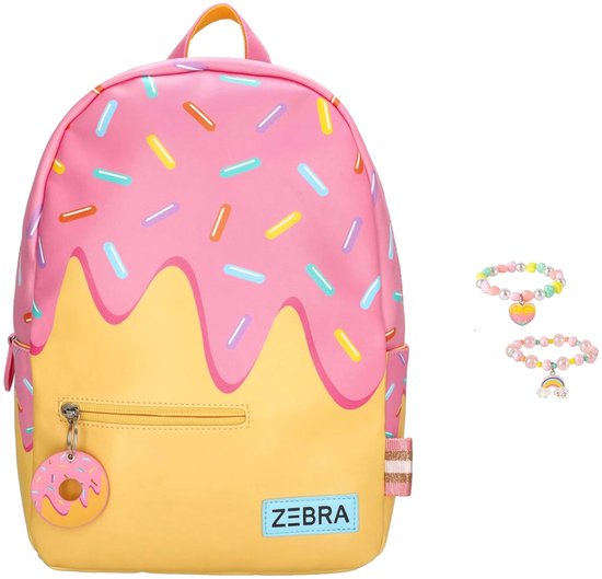 Zebra Rugzak Donuts - kinderrugtas, rugtas, kinderrugzak, schooltas + armbandje