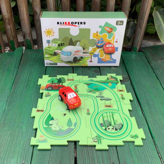 Klikkopers® - Puzzelbaan - Puzzel Kinderen - Racebaan Elektrisch - Speelgoedauto - Race Baan- Dinosaurus Speelgoed van Klikkopers — afbeelding 2