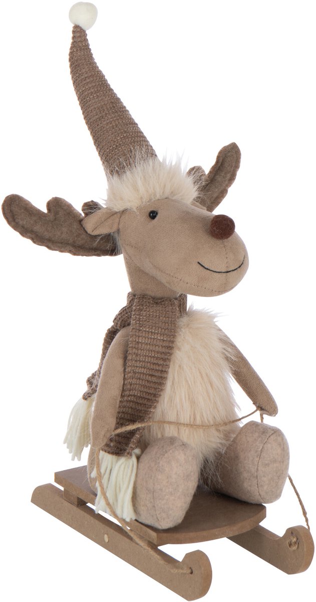 J-Line figuur Eland Sledge - polyester - beige