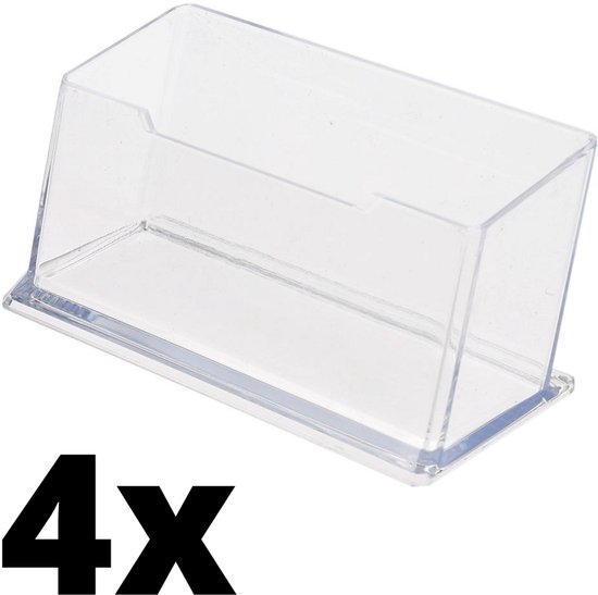 4 x Visitekaartjes Houder Voor Op Het Bureau - 4 STUKS - Visitekaarthouder voor 70 kaartjes - Kaartjes Houder - Kaartjeshouder - Businesscard Houder - Bedrijfskaarthouder - Businesscardhouder - Visitekaartjes Houder - Transparant - 4 Stuks