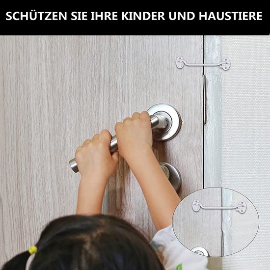 LATRAT 2 stuks stormhaken, 10 cm roestvrijstalen cabinehaken, raamhaak, ooggrendel, deurhaak, raamgrendel, stormhaak, deurgrendel, voor deuren, ramen, wit van LATRAT — afbeelding 3
