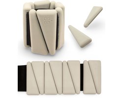Enkelgewichten en polsgewichten verstelbaar - 2 x 900g - Ankle weights - Arm gewichten pols - Pilates handgewichten - Thuis Sporten - Incl. opbergetui - Beige