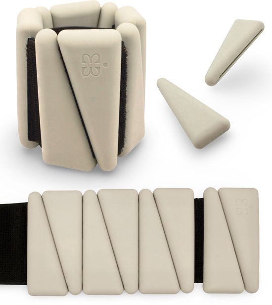 Enkelgewichten en polsgewichten verstelbaar - 1800g - 2 x 900g - Ankle weights - Arm gewichten pols - Pilates handgewichten - Siliconen Enkelgewichten - Thuis Sporten - Incl. opbergetui - Beige