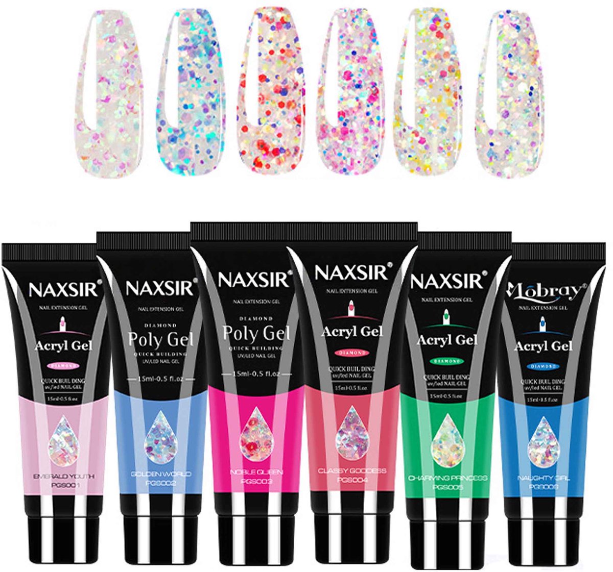 NAXSIR 6 - Kleuren Modieuze Nagellakset - Snel Bouwend, Duurzaam Glanzend, Met Vele Kleuren En Eenvoudig Aanbrengbaar, Maak Gemakkelijk Persoonlijke Charme!