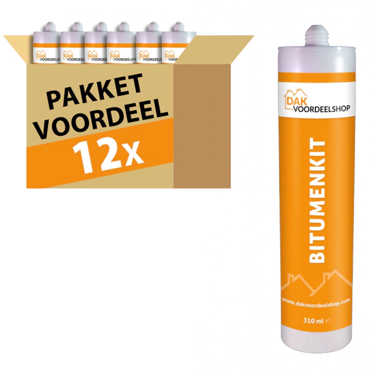 Dakvoordeelshop 12 stuks Bitumenkit 310 ml - pakketvoordeel