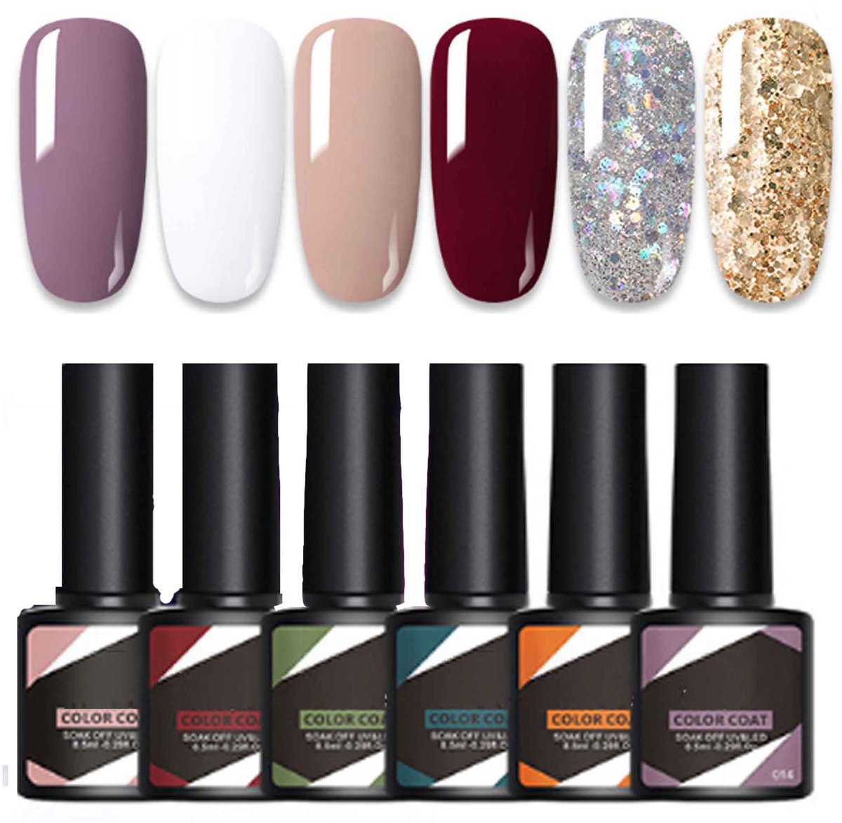 NAXSIR | 6-Flesje UV-Gel Nagellak Set – Milieuvriendelijk, 8.5ml per Fles | Hoge Pigmentatie, Gladde Afwerking & Langhoudend | Veilig, Geurloos & Professionele Kwaliteit