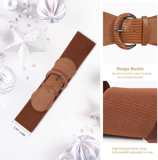 ISAKEN Elastische tailleband voor dames, brede veterriem, korset, elastische taille, modieuze leren riem, jurk, riem, rekbare tailleband voor jurk, hemd