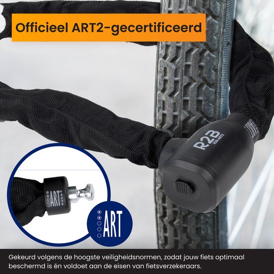 R2B Kettingslot ART 2 voor E-Bikes & Fietsen - Fietsslot ART2 Gecertificeerd- Kettingslot fiets met twee sleutels - Fiets Accessoires van R2B — afbeelding 2