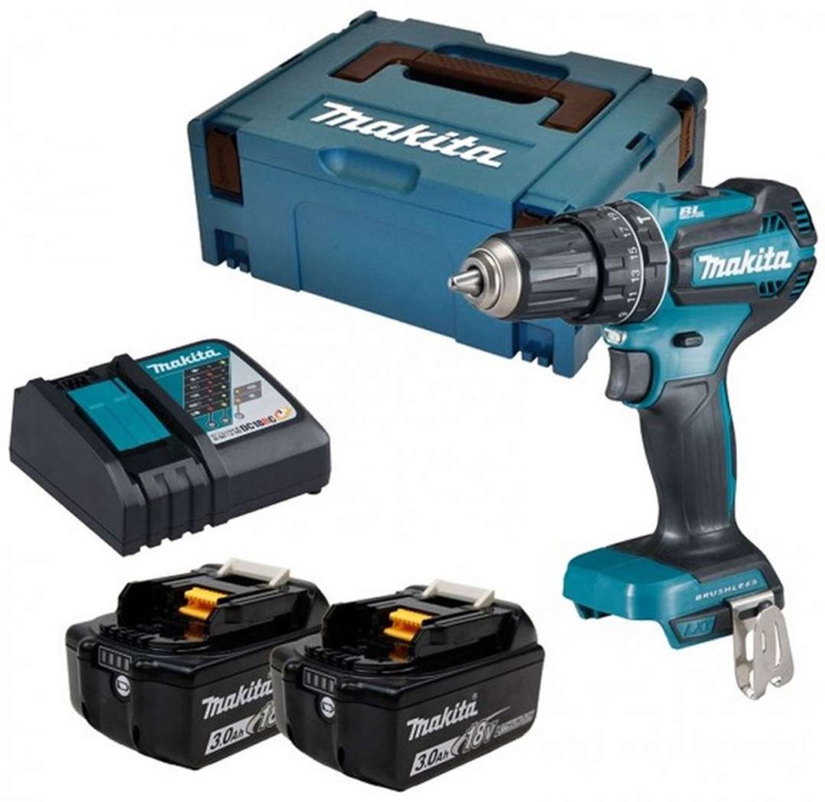 Makita DHP485RFJ 18V Li-Ion accu klopboor-/schroefmachine set (2x 3.0Ah accu) in Mbox - koolborstelloos – foto 6