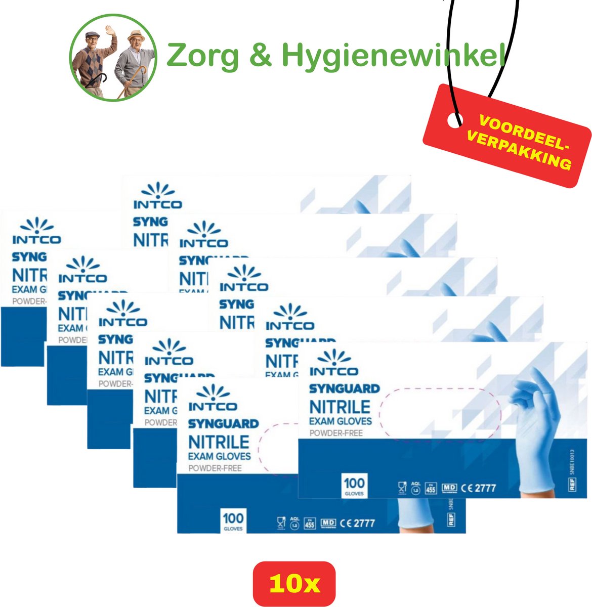INTCO nitrile handschoenen - Poedervrij - Blauw - Maat XL - 10x100 stuks - Voordeelverpakking!