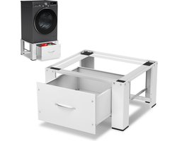 Wasmachine verhoger met lade Wit - 32.5cm hoog - Wasmachine opbouwmeubel - Wasmachine Sokkel - 150 kg belastbaar