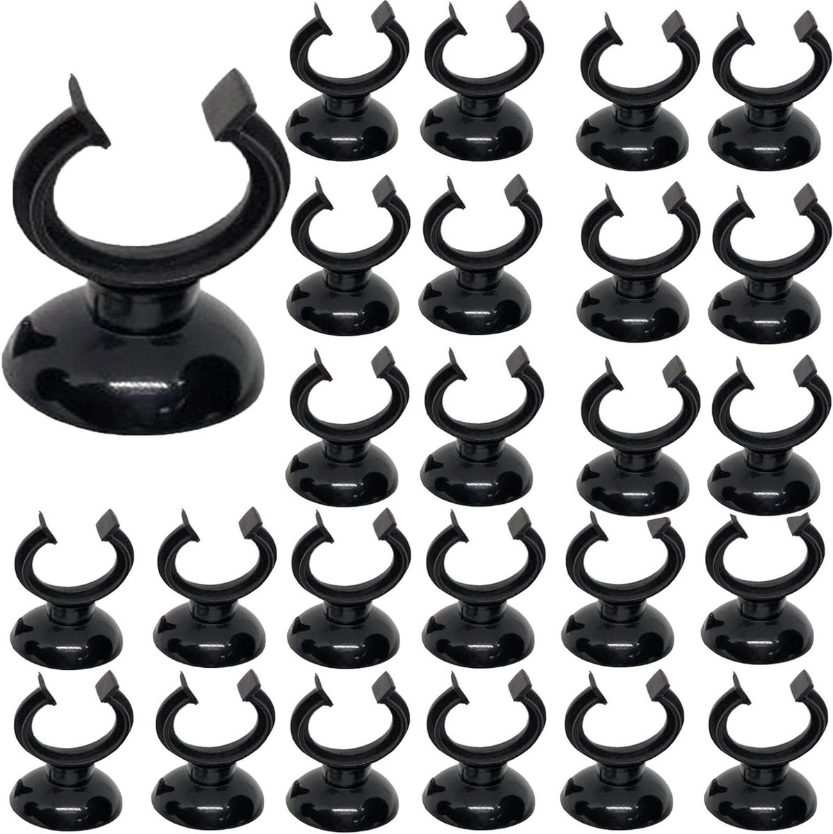 ByShane - Aquarium Zuignappen, Heater Clips en Verwarmingsstaaf Clips voor Aquarium - Set van 25 stuks - Tank Accessoires - Zwart (23 x 30mm)