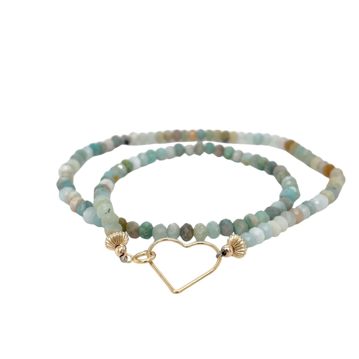pat's jewels Ketting - Ketting Dames - Edelsteen - Amazoniet - Turquoise - Goud - Hart