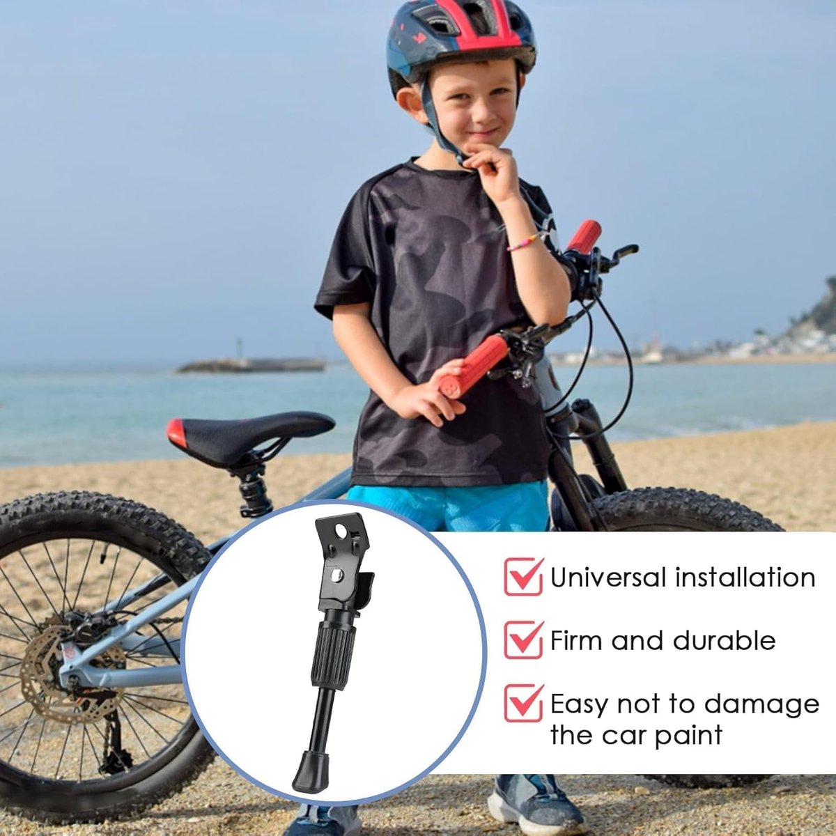 Fietsstandaard - 16 Inch - MTB Fietsstandaard - Fietsstandaards - Universeel Klemsysteem - Fietspoot met Extra Stabiele Voet - Geschikt Voor E-bike, Stadsfiets & Mountainbike - Zijstandaard Fiets - Veilig en Stabiel - Zwart – foto 2