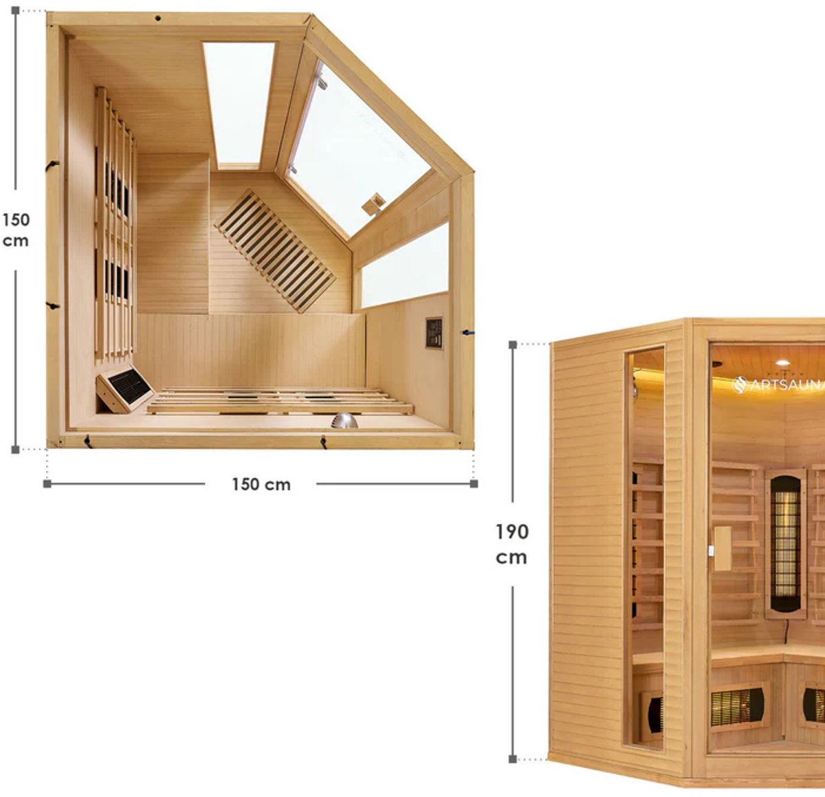 Infraroodcabine Nyborg E150V - 150x150x190 cm - Dubbele Technologie - 4 personen thumbnail 5