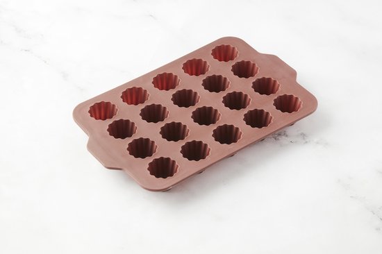 Moule Point-Virgule pour 20 cannelés en silicone platine Vintage Marron 37x23x4cm