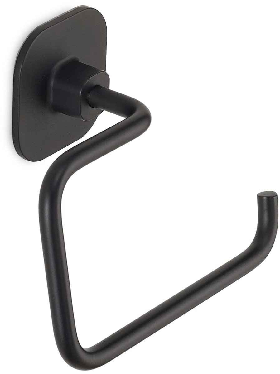 GEDY | Teide toiletrolhouder van roestvrij staal en Cromall, zwart gelakt, afmetingen 10 x 13,2 x 4,5 cm en gewicht 0,2 kg