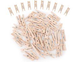 EXCITAT Mini Wasknijpers - Kleine Clips - Kleine Houten Wasknijpers - Foto Clips - Hobby Clips - Duurzaam Hout - 100 stuks - 25mm