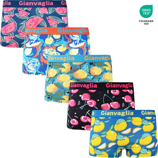 Lot de 5 Boxers en Katoen pour femme - Katoen doux - Imprimé fruits frais - Taille XL 8873