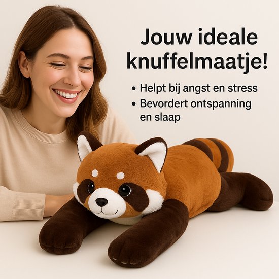 Verzwaringsknuffel Wasbeer – 0.8kg – 60cm – Weighted Knuffel tegen Angst & Stress – Zware Knuffelbeer – Sensorisch Speelgoed – Ontspanningsknuffel – Verzwaarde Knuffel