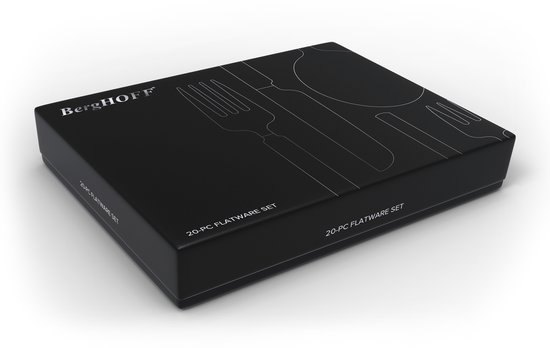 BergHOFF Home Ménagère 20 pièces - Ménagère 4 personnes - Acier inoxydable - Design moderne - Convient pour 4 personnes - Passe au lave-vaisselle - Zwart