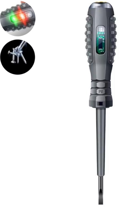 2-in-1 Schroevendraaier Met Sterk Draaimoment en Magneet - Spanningstester, Fasetester, Stroompstester voor Detectie van Gelijkstroomcircuits