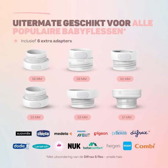 Vulpes Goods® BabyCare - Flessenwarmer Onderweg Pro - Draagbare Baby Flessenwarmer - Intelligente Flesverwarmer - 4 Temperatuurniveaus - 6 Adapters - Draadloos - Roze