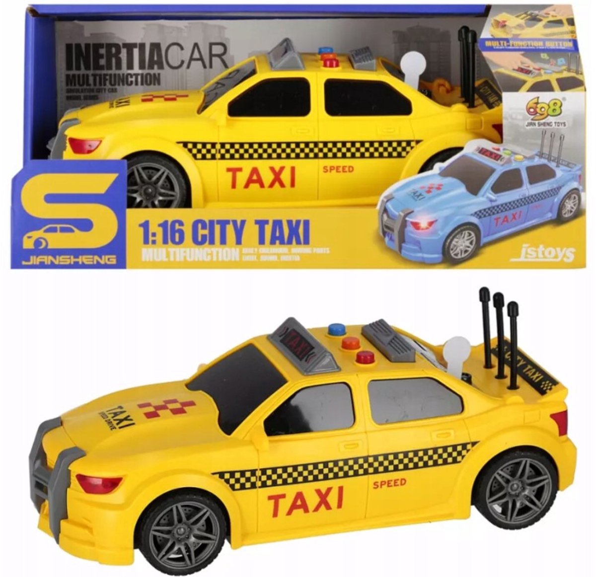 698 JIAN SHENG TOYS City Taxi - Speelgoedauto met licht en geluid - 3+ jaar