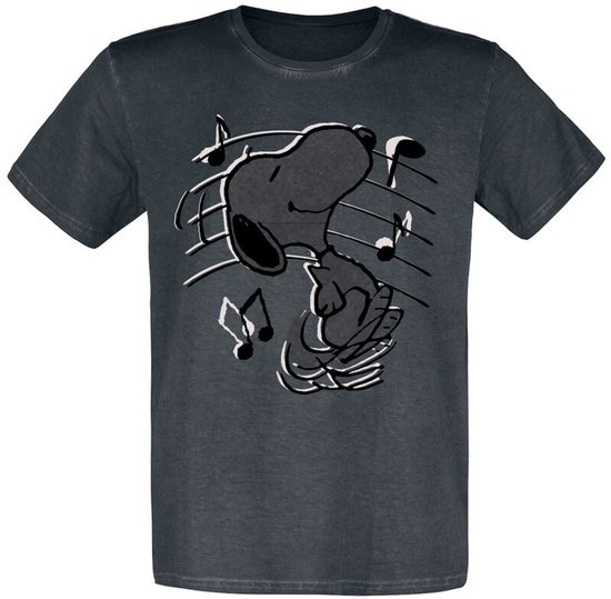 Peanuts Snoopy Music Heren T-shirt - zwart - S