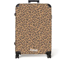 NoBoringSuitcases.com NoBoringSuitcases.com® - Koffer groot - Reiskoffer lichtgewicht - Dieren print panter bruin - Rolkoffer met 4 wielen - Grote trolley XL - 98 liter bagage