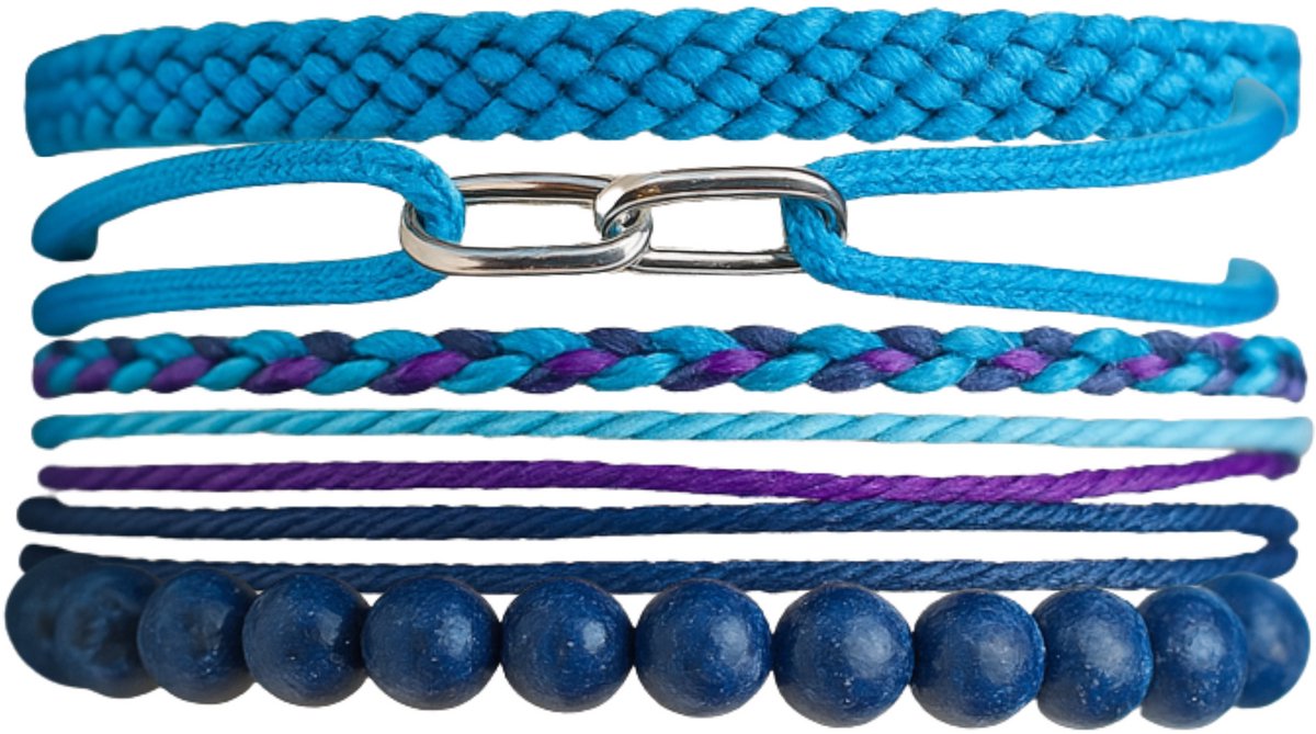Azurro Heren Armbanden Set Arzino – Mixed Handgemaakt Natuursteen & Touw Designs – Verstelbaar 19–24 cm - Cadeau voor Mannen & Vaderdag – Mediterrane Stijl
