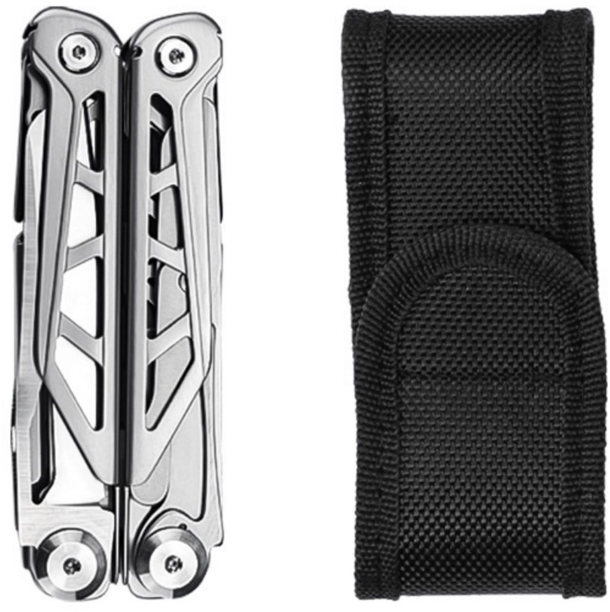EXCITAT Combinatie-vouwtang - Multifunctionele tang - Vouwmes - Opvouwbare multitool - Met draagtas - Geschikt voor kamperen, wandelen, reparaties